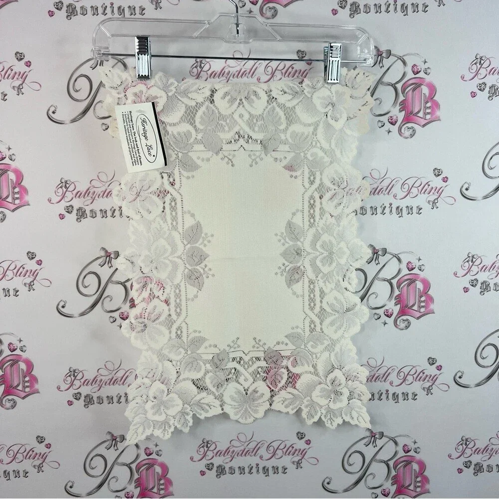 Heritage Lace table cloth placemat white Cream Floral Overlay brand new tags